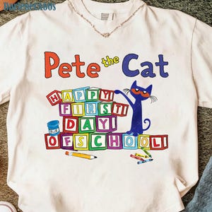 Pete The Cat Happy First Day Of School Png, Groovy Cat Png, The Cool Cat Back To School Png, kinderboekcadeau, kleuterjuf png