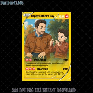 Tarjeta de anime personalizada para el Día del Padre (PNG), regalo para el Día del Padre, tarjeta de anime con foto personalizada (PNG), regalos para papá gamer de niños, regalo para esposo