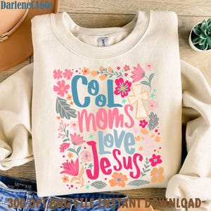 2 diseños: Mamás geniales que aman a Jesús, mamá rezando, mamá floral bohemia, mamá, día de la madre, mamá cristiana retro, mamá retro con flores