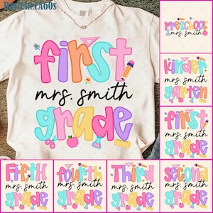 Preppy Back to School Bundle PNG, Custom Teacher First Day of School Shirt Design, Girly Checkered Sublimation, Pre-k 1st/2nd/3rd Grade Png
