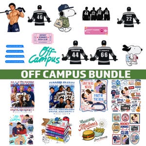 Off Campus-paket PNG, digital nedladdning av klistermärkespaket för hockeybokälskare