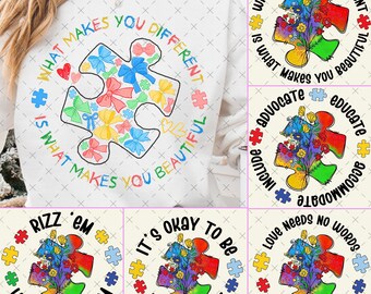 Floral Puzzle Rizz Em With The Tism Autism Bundle Png, Autism Png Bundle, Autism Png, Autism Awareness Png, Puzzle Autism Ribbon,Autism Mama