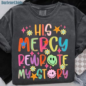 His Mercy rewrote my story Png, Christian women Png, Preppy Everyday Jesus Floral png, Bible verse png, Jesus sublimation, Leopard