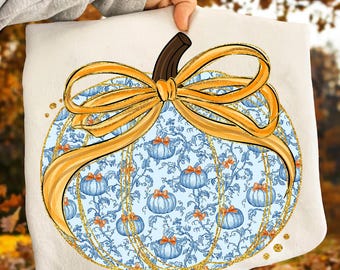 Grandmillennial pumpa PNG, Grandmillennial kokett PNG, höst PNG, pumpa PNG, höstrosett PNG, stor PNG, trendig PNG, preppy PNG, halloween