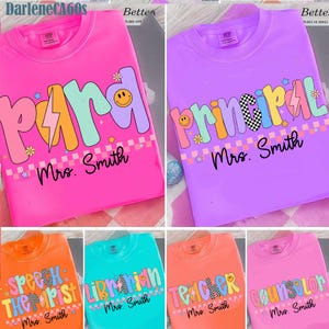 Custom Groovy School Occupation PNG Bundle, Preppy First Day of School Girly Png, Back to School Teacher Sped Para Counselor Principal Png