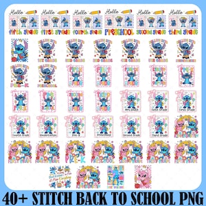 40+ Blue Alien Back To School PNG Bundle, Custom Name Png, Cute Cartoon Character Png, Happy Back To School Png, School Bundle Png Shirt