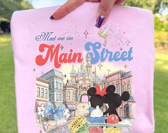 Mouse Meet Me On Main Street  Magic Kingdom Stamps Png, Magic Kingdom Stamps PNG Digital Download, Street PNG Clipart, WDW Girl Trip Tee