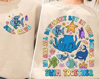 We Are All Different But In This School We Swim Together Png, Autism Png, Special Education Teacher Png, Autism Awareness Png, Teacher Gift