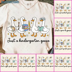 Back to School Goose PNG Bundle, Coquette Teacher First Day of School Shirt Design, Preppy Floral Sublimation, Pre-k 1st/2nd/3rd/4th Grade