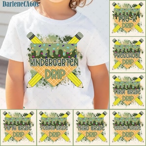 Ice Cream Drip Bundle Png, Camo Kindergarten 1-5th Grade Back to School Boys PNG, Teacher Grade, First Day Of School, Teacher Ice Cream Drip