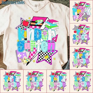 Preppy Lightning Bolt Back To School Bundle, Kindergarten, First Day Of School, Kindergarten Pre-k 1st 2nd 3rd Grade Png, Back To School PNG