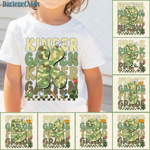 Camouflage Back To School For Boys Bundle, Camo Kindergarten Png, First Day Of School, Camo Teacher Png, First/ Second/ Third Grade Design