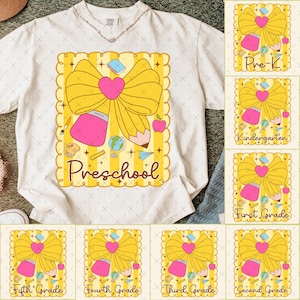 Preppy Back To School PNG Bundle, Coquette School First Day, Teacher PNG, Girly Png, Preppy School Png, All Grades, Shabby, Glitter Png