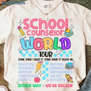 Gira de consejero escolar (Png), diseño de sublimación de consejero floral preppy, camiseta de regreso a clases de consejero (Png), maestra consejera femenina (Png)