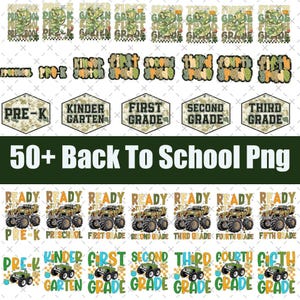 50+ Retro Back to School Boys Old Camo PNG Bundle, Kindergarten Design, First Day PNG, Pre-K to Third Grade Png, School Boy, Trucks For Boys