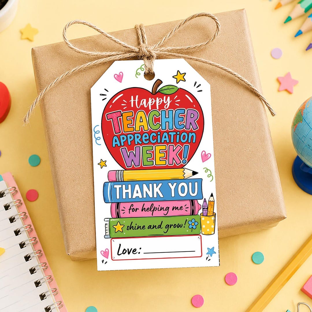Teacher Appreciation Gift Tag Canva Template, Editable Thank You ...