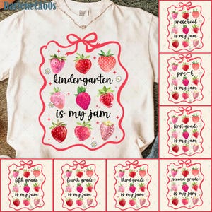 20+ Schule Kokette Erdbeere Png Bundle, Kindergarten ist meine Marmelade Png, Zurück in der Schule Png, Geschenk für Lehrer, Erster Schultag Png, Mädchen Hemd