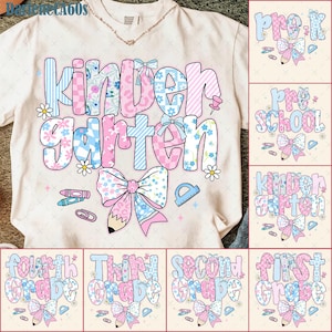 Preppy Back to School Floral Bundle, First Day Of School, School Png, Preppy School Png, First/Second/Third Grade Design, School Bundle Png