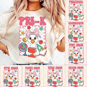 Funny Goose Back To School Girl Png Bundle, Teacher Bundle Png, Kindergarten Png, Teacher Goose Design, Teacher Shirt, First Day School Png
