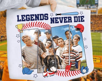 Retro 1990s Baseball Legends Never Die Png, Baseball Movie Shirt Design Png, Baseball Squad Crew Png, Matching Shirt, Instant Download