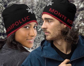 BEANIE CHAMPOLUC Monte Rosa |Cozy Warm Snowflake Workout Hat | Hiking Skiing Running Mountain Winter Adventures Beanie |Cute Sporty Hat