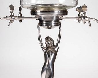 Hand-made Metal Absinthe Fountain Lady Style with 4 Metal taps - Exact Reproduction of the Most Famous Absinthe Fountain Style