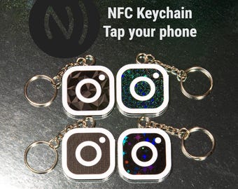 Instagram NFC Keyring with 3D Effect | Programmable NFC Tag | Diamond | Carbon | Starry | Galaxy