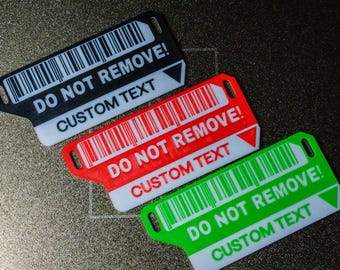 Cyberpunk Tag “DO NOT REMOVE” - Military Industrial Patch with Barcode - Custom Text - Techwear Accessory