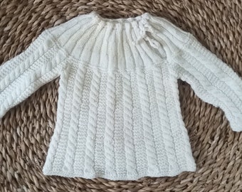 Hand Knitted Soft Wool Cable Newborn Baby Sweater, Unisex, Baby Boy and Girl, Birthday Present, Christmas Gift, Baby Shower, Unique Clothing