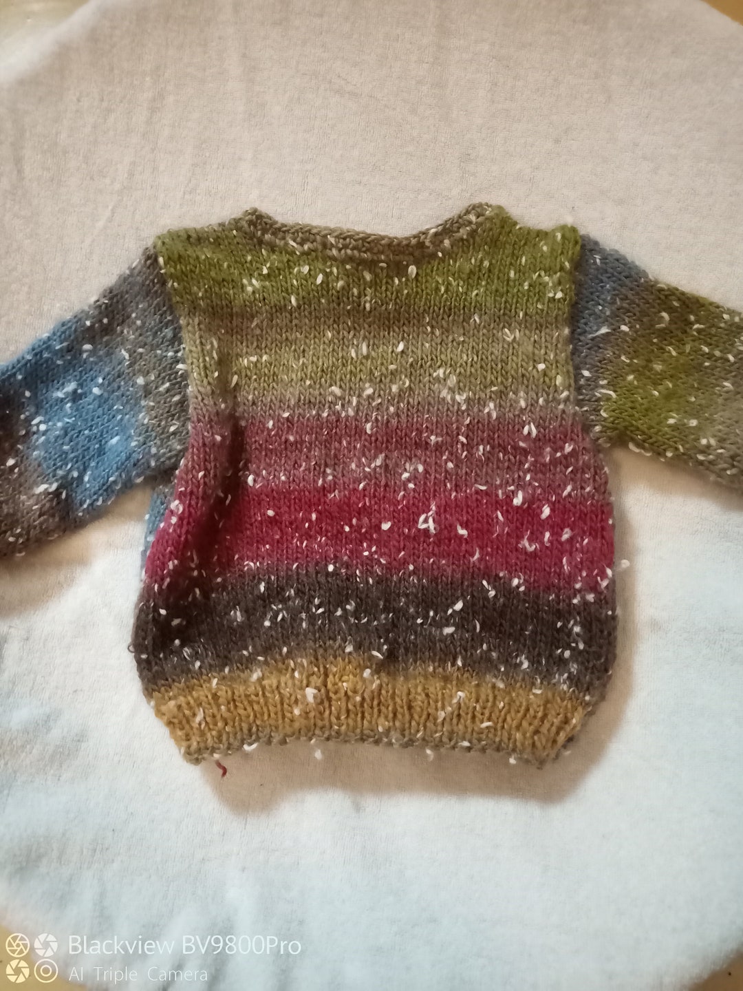 Hand Knitted Multicolor Baby Sweater Snowflake Effect Tweed - Etsy