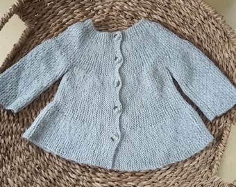 Hand Knitted Light Grey Baby Vest, Sweater, Unisex, Baby Boy and Girl, Birthday Present, Christmas Gift, Baby Shower, Unique Clothing