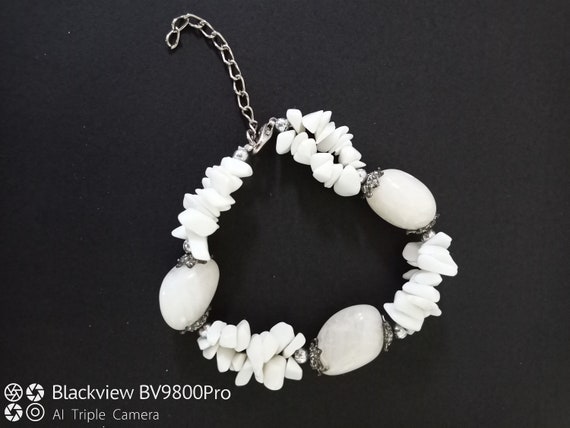Clear quartz and snowy quartz jewelry set, neckla… - image 3