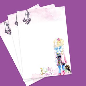 Papel de escritura caprichoso para un amigo por correspondencia, regalo de papelería de ensueño para un amante de los libros, hoja de carta en tonos pastel para una chica mágica, inserto de correo peculiar para ella
