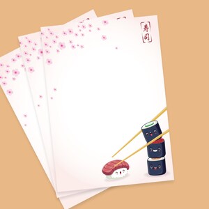 Carta da lettere kawaii a forma di sushi per amici di penna, grazioso regalo di cancelleria per ragazze adolescenti o studentesse, carta da lettere per posta ordinaria e per gli amanti della posta felice.