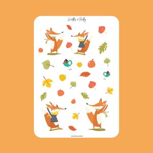 Herbst Fuchs Stickerbogen für Journaling und Scrapbooking, süße Fuchs Aufkleber für Lehrer und Jugendliche