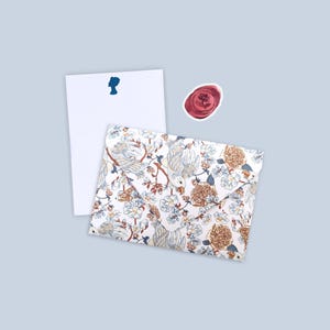 Juego de tarjetas con notas de Jane Austen con sobre y sello, regalo de papelería de la regencia para amantes de los libros, juego de escritura de cartas florales para un correo feliz