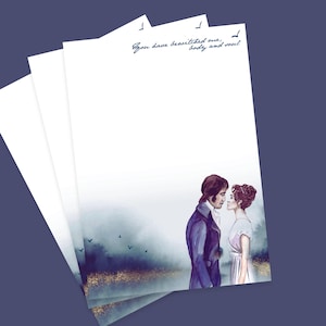 Papel de carta de Orgullo y prejuicio para amigos por correspondencia, papel de carta de Lizzie Bennett para mujeres, papelería de Mr. Darcy, regalo para amantes de los libros, regalo para amantes de los libros