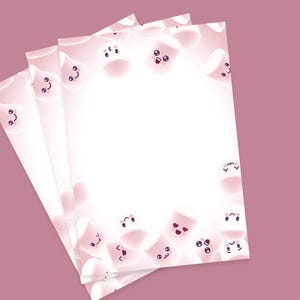 Papel de carta de malvavisco kawaii para amigos por correspondencia, papel de escritura pastel como regalo para niñas, lindo juego de papelería para adolescentes, regalo de correo feliz
