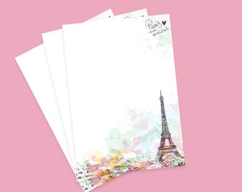 Parijs briefpapier voor penvrienden, brievenset Eiffeltoren, leuk briefpapiercadeau voor reisliefhebbers, slakkenpost voor vrouwen, blije post