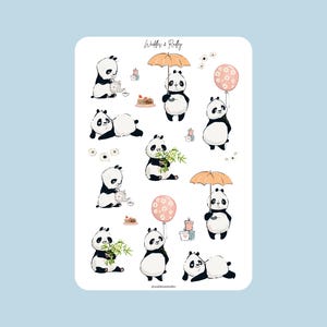 Foglio di adesivi kawaii a forma di panda, adesivi a forma di panda per tenere un diario, adesivi per planner per studenti, regalo per ragazze adolescenti, amanti della cancelleria a forma di animali.