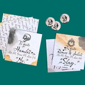 Mini Shakespeare-kaartjesset met enveloppen voor vrouwen, literair briefpapier cadeau voor boekenliefhebber, Shakespeare-citaatkaarten voor leraar Engels