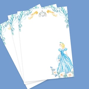 Papel de carta de Cenicienta para amigos por correspondencia, papelería de princesa para niñas, papel de cartas de cuento de hadas para correo feliz, papel para correo postal para estudiantes
