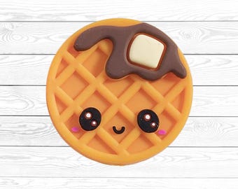 3D Waffle Face Focal Bead, 3D Breakfast Food Focal Bead, 3D Focal Beads for Pens