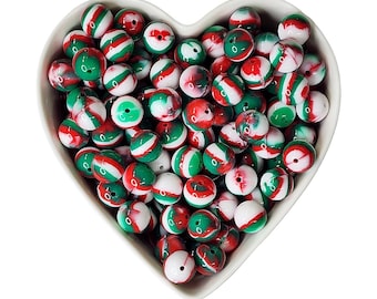 15mm Peppermint Kiss Glossy Swirl Beads, Silicone Christmas Beads, Holiday Beads