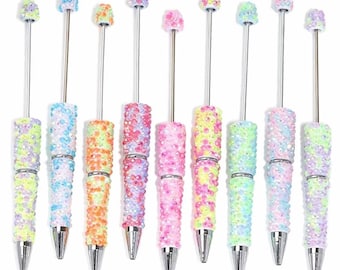 Multicolor Rhinestone Full Body Beadable Pen Blanks, DIY Rhinestone Beadable Pens, Two-Tone Rhinestone Beadable Pen Blanks
