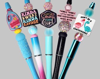 1T Funny Beaded Pens, Sarcastic Quote Pens, Adult Humor Pens, Pens for Coworker, Motivational Pens, Sassy Pens, Gag Gift