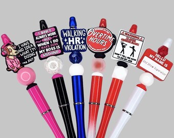 1W Funny Beaded Pens for Coworkers, Adult Humor Work Pens, Pens for the Office, Gift for Boss, Gift for Coworker, Sarcastic Work Quote Pens