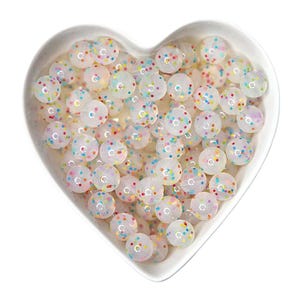 15mm Rainbow Dots Clear Silicone Beads, Beads for Pens, Beading Supplies, Beads for DIY