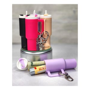 Mini Tumbler Keychain, Tumbler Chapstick Keychain, Chapstick Holder, Backpack Keychain, Mini Stash Keychain, Purse Keychain