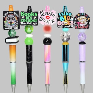 2U Funny Beaded Book Lovers Pens, Pens for Book Worms, Beaded Pens for Avid Readers